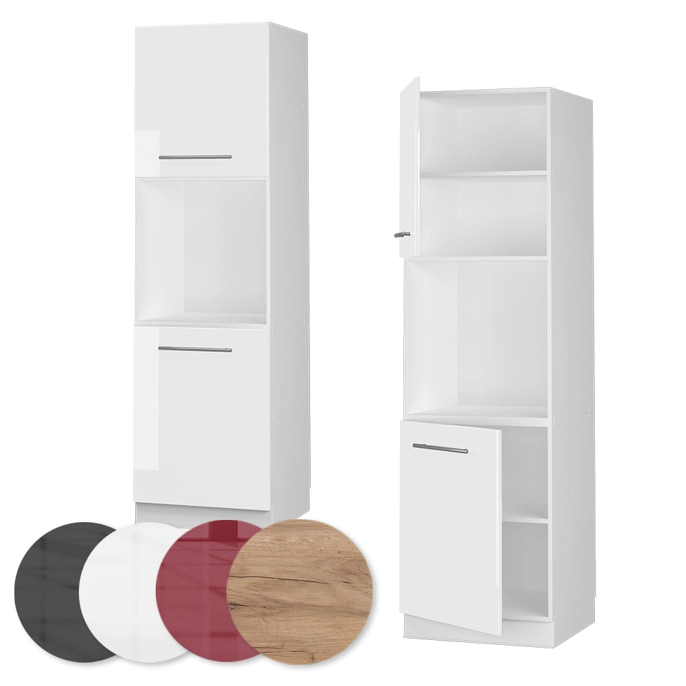 Mobile per forno da incasso Fame-Line Bianco lucido/Bianco 60 cm con ripiano aperto Vicco