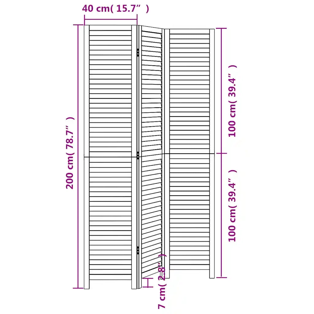 Divisorio Ambienti | Divider per stanze | Paravento 3Pannelli Bianco Legno Massello di Paulownia