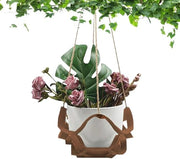 Sostegni per piante in pelle - Supporto per piante per interni e esterni - Nodo macramé per vasi di ceramica, vetro, metallo