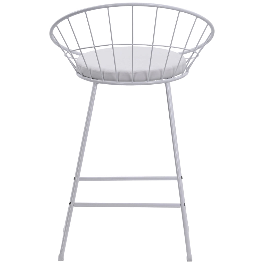 Set di 2 sgabelli da bar 65cm in metallo bianco e cuscino bianco ALEX