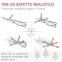 Albero di Natale Innevato con 405 Rami e Luci LED Bianche in Plastica e Metallo, Ø57x210 cm, Verde