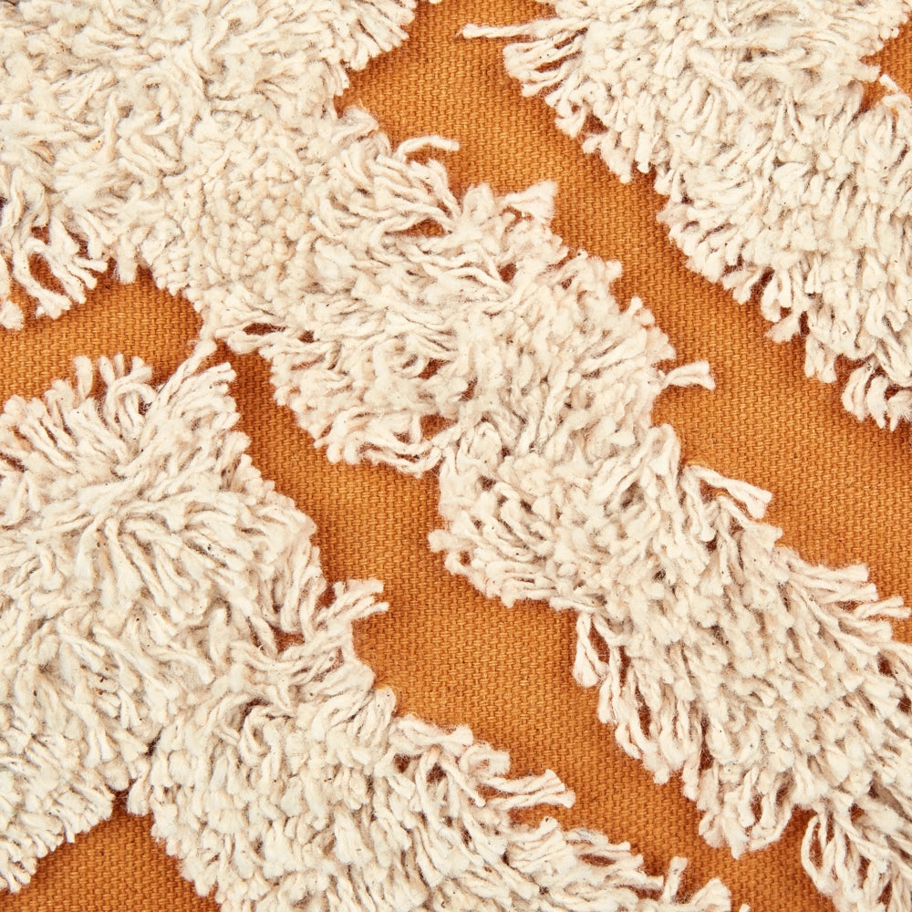 2 cuscini decorativi in cotone arancione e bianco 45 x 45 cm con motivo geometrico