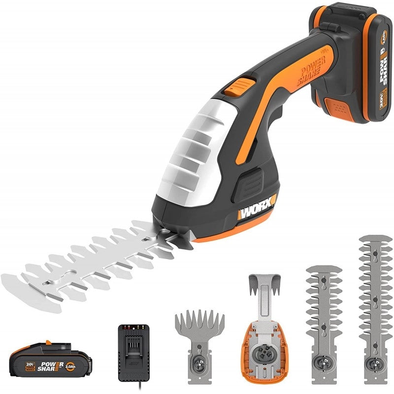 Forbice Tagliaerba e Tagliasiepi 4 in 1 20V con Batteria 2Ah per Rifinitura Giardino - Worx
