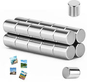Set di 20 magneti Neodymium potenza in argento, 8x10mm, magneti forti, magneti per frigorifero, magneti piccoli M, magneti rotondi Neodymium per frigorifero, ufficio, lavagna, frigorifero, porta, bacheca magnetica