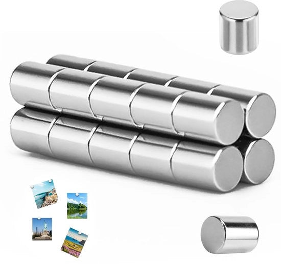 Set di 20 magneti Neodymium potenza in argento, 8x10mm, magneti forti, magneti per frigorifero, magneti piccoli M, magneti rotondi Neodymium per frigorifero, ufficio, lavagna, frigorifero, porta, bacheca magnetica