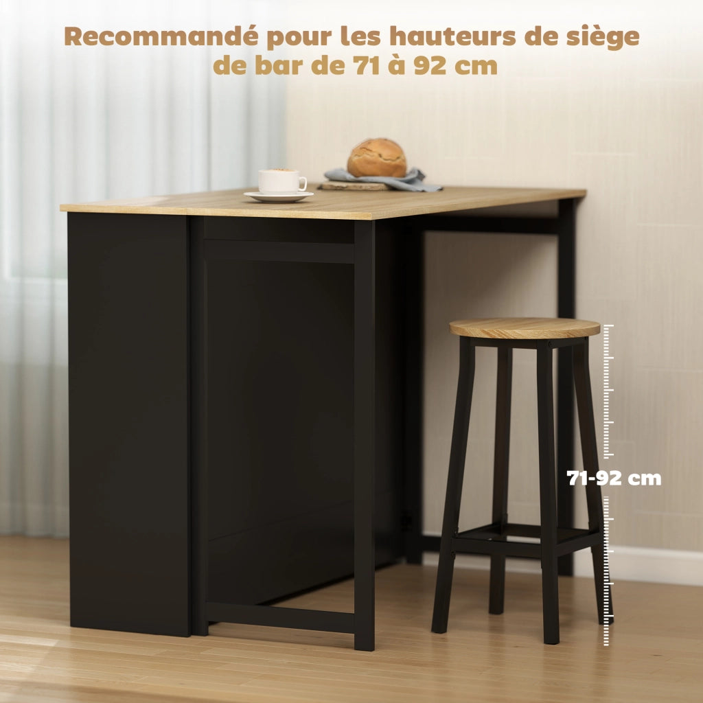 Tavolo da cucina allungabile con ripiano e scomparti ¨C Zephmum ¨C Nero 116x79.6x90.5cm