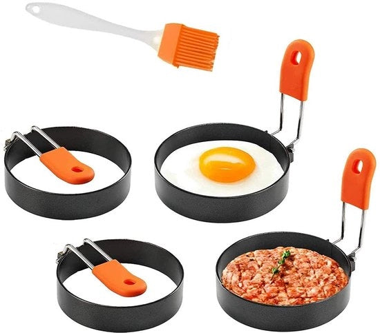 Set di anelli per uova - 2,95 pollici - Strumento da colazione - Antiscivolo - 4 pezzi