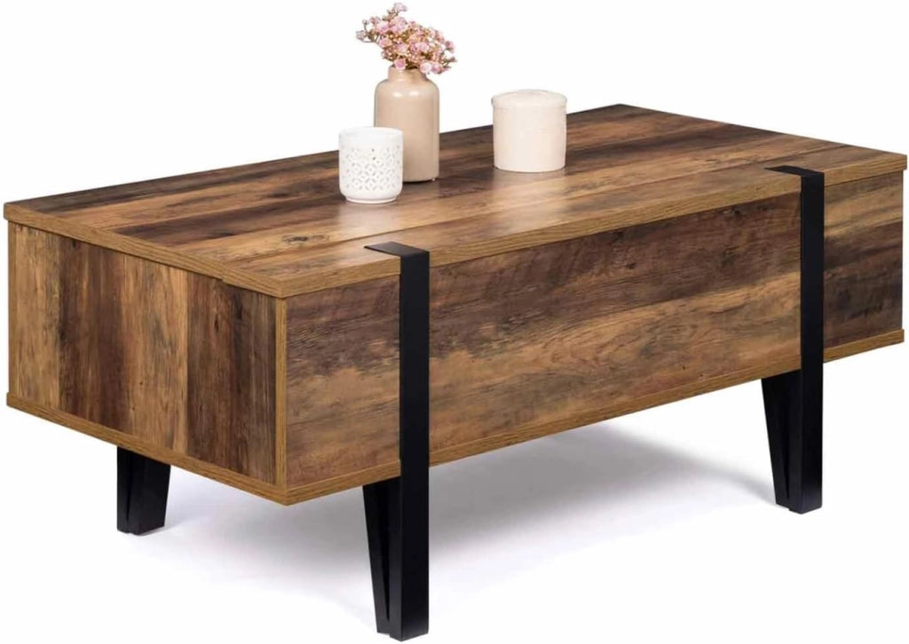 Tavolino rettangolare alzabile in legno AUSTRIA con base a perno
