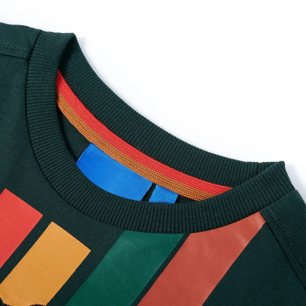 Maglietta da Bambino a Maniche Lunghe Verde Scuro 104 12885