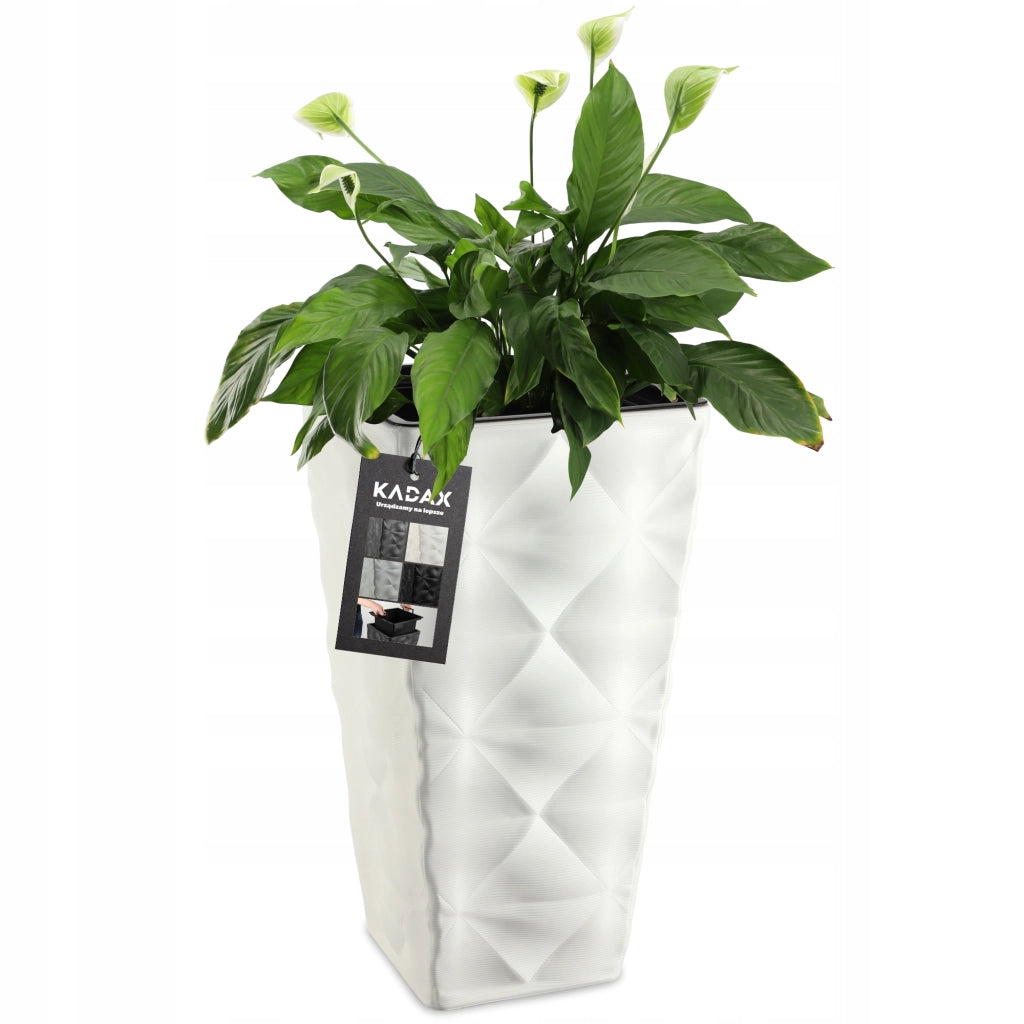 Vaso da giardino KADAX con inserto per fiori, grande, alto, per terrazza, 56 cm, bianco