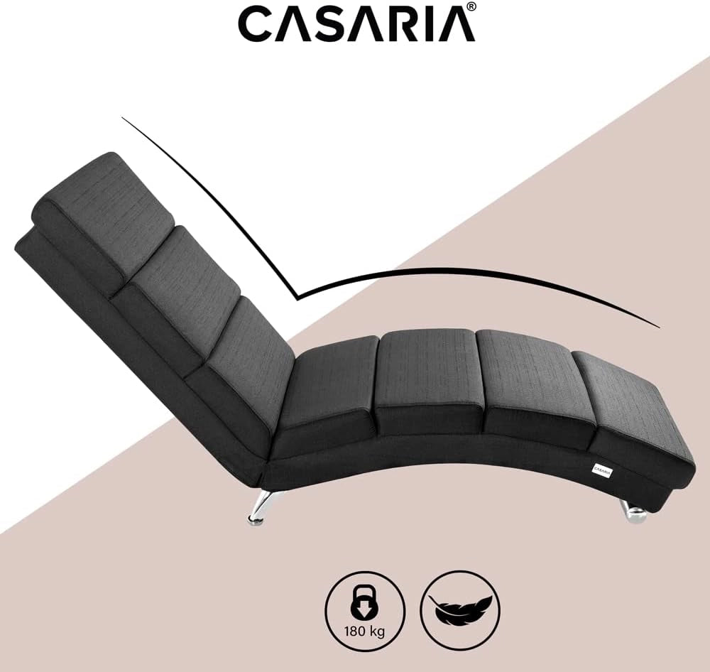 ® Poltrona Chaise Longue 186x89x55 cm Lettino Sdraio Ergonomico in Tessuto Imbottito Portata 180 kg Soggiorno Ufficio Interno Reclinabile Lettura