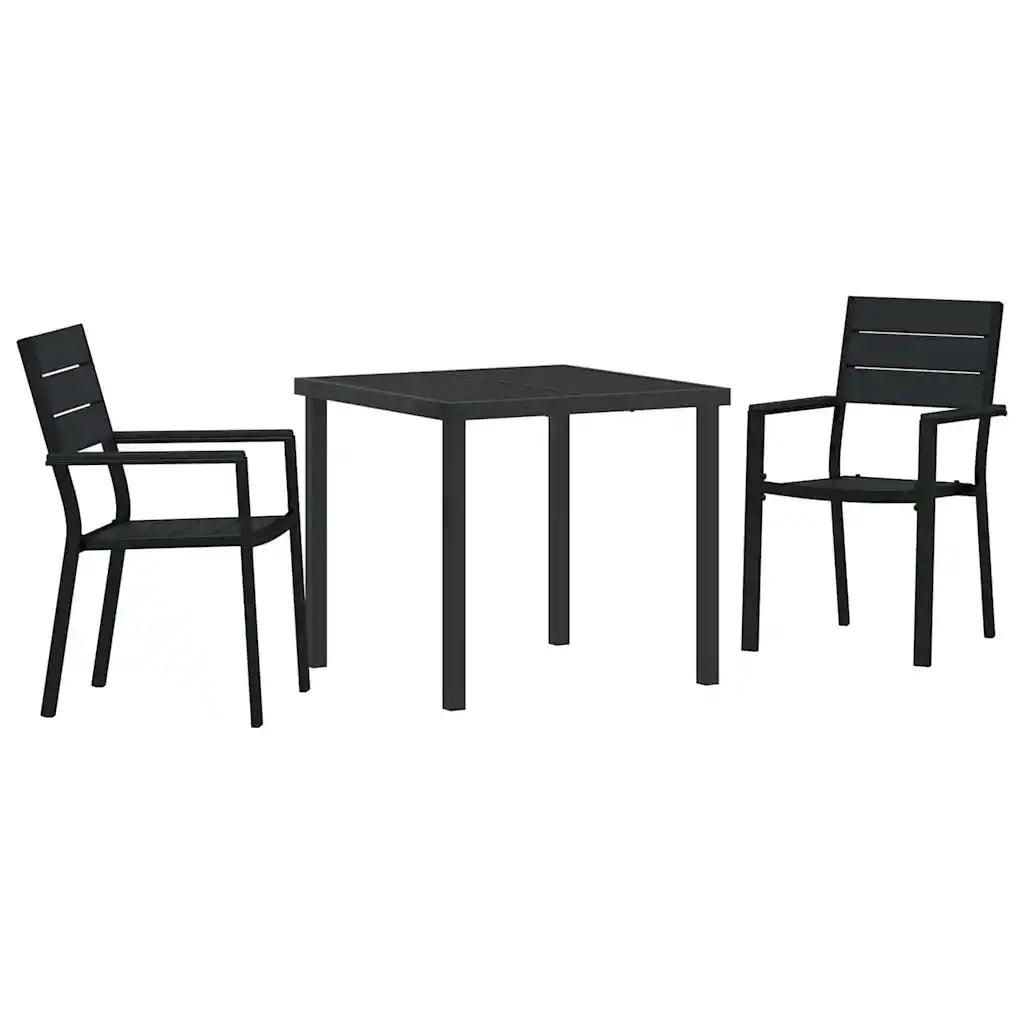 Set da Pranzo per Giardino 3 pcs Nero 3379142