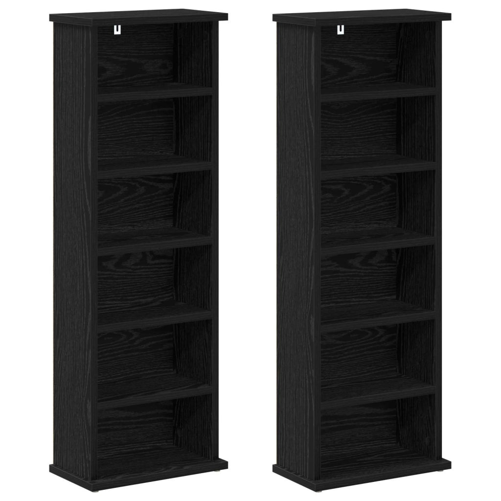 Mobile per CD 2 pz Rovere Nero 60 x 17 x 92 cm 8012749