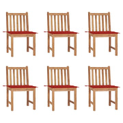 Sedie da Giardino 6 pz con Cuscini in Legno Massello di Teak