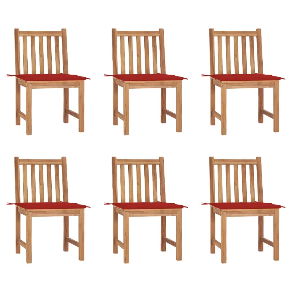 Sedie da Giardino 6 pz con Cuscini in Legno Massello di Teak