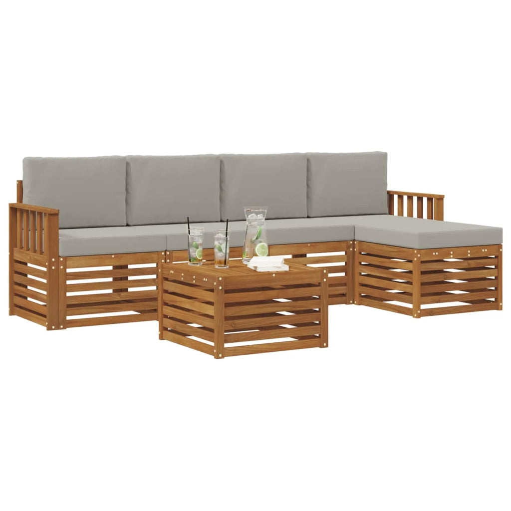 Set di divani da esterno 6 pcs Grigio Naturale e Chiaro 3374681