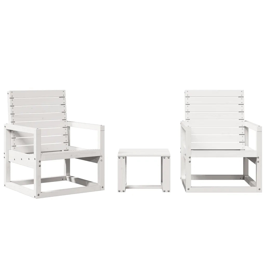 Set Salotto da Giardino 3 pz | Set di Mobili da Esterno Bianco in Legno Massello di Pino