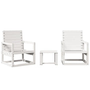 Set Salotto da Giardino 3 pz | Set di Mobili da Esterno Bianco in Legno Massello di Pino