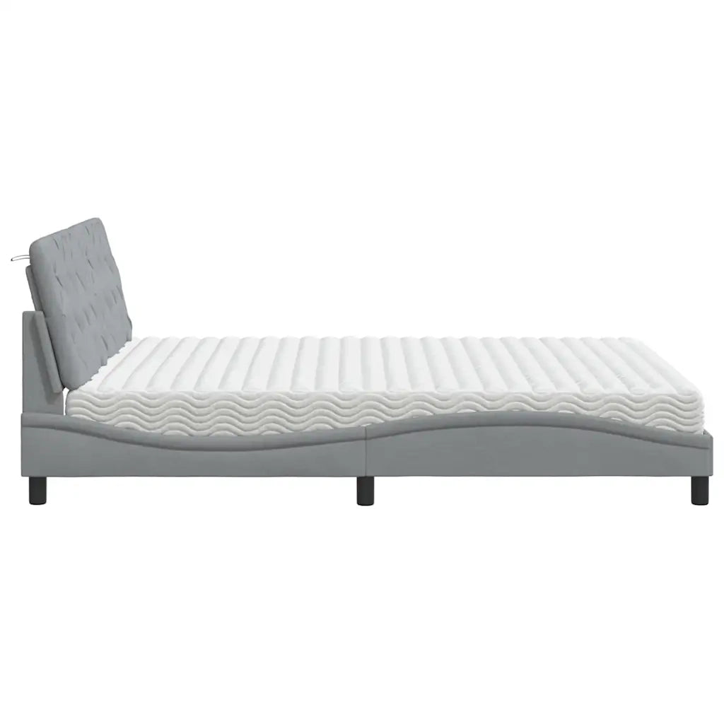 Letto con Materasso Grigio Chiaro160x200 cm Tessuto