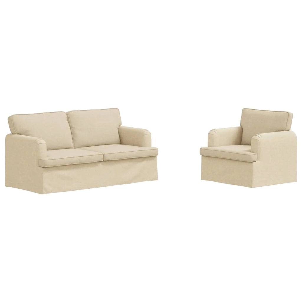 Divano 2 pcs Crema 162 x 80 x 85 cm Tessuto