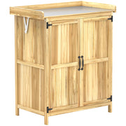 Armadietto da Esterno 74x43x88 cm Capanno Porta Attrezzi con Mensola con 2 Ante in Legno Color Legno