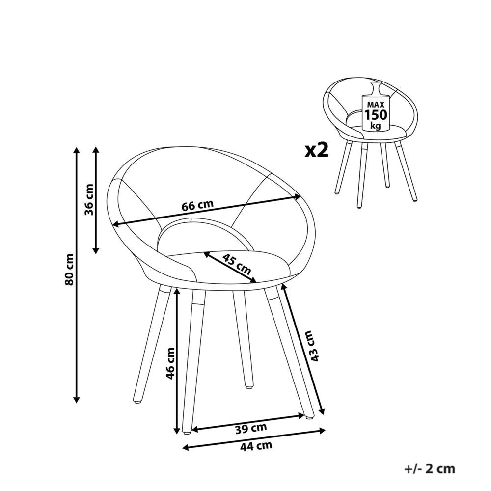 Set di 2 sedie da pranzo rivestimento in tessuto Nero gambe in legno chiaro stile moderno eclettico