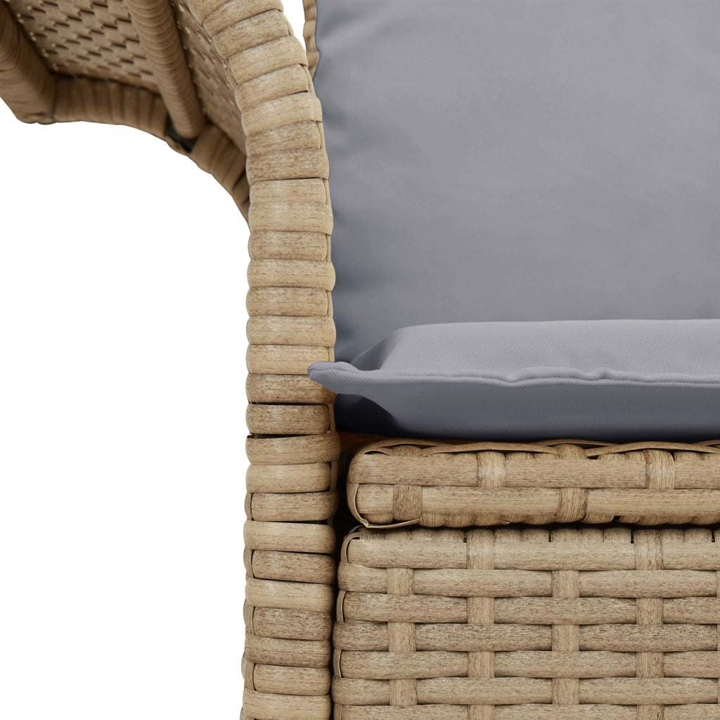 Divano da Giardino a 2 Posti con Ripostiglio e Cuscini Beige in Rattan Poliestere