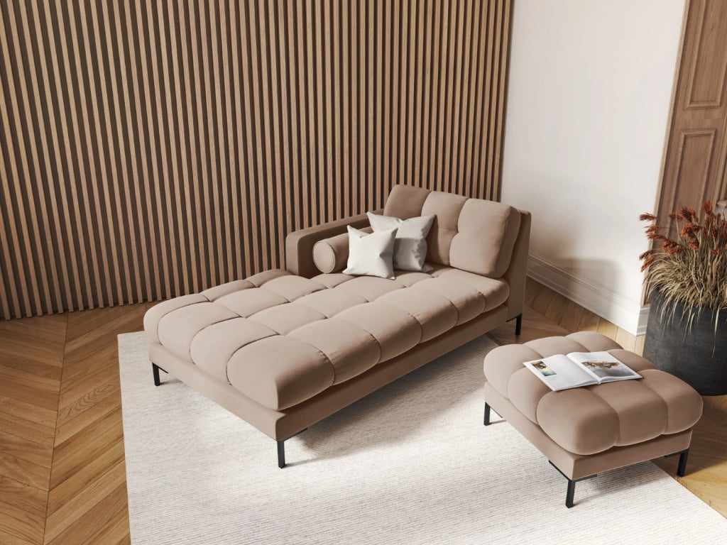Cosmopolitan Design - Chaise longue sinistra "Bali" in velluto beige 