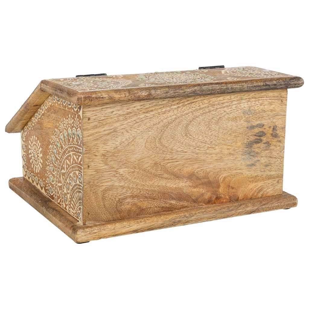 Portagioie in legno dipinto a mano marrone 24x20x12,5h cm