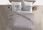 Copripiumino Sacco Piumone Cotone Flanella Pensieri Delicati Orsetto Tartan - Matrimoniale - Grigio