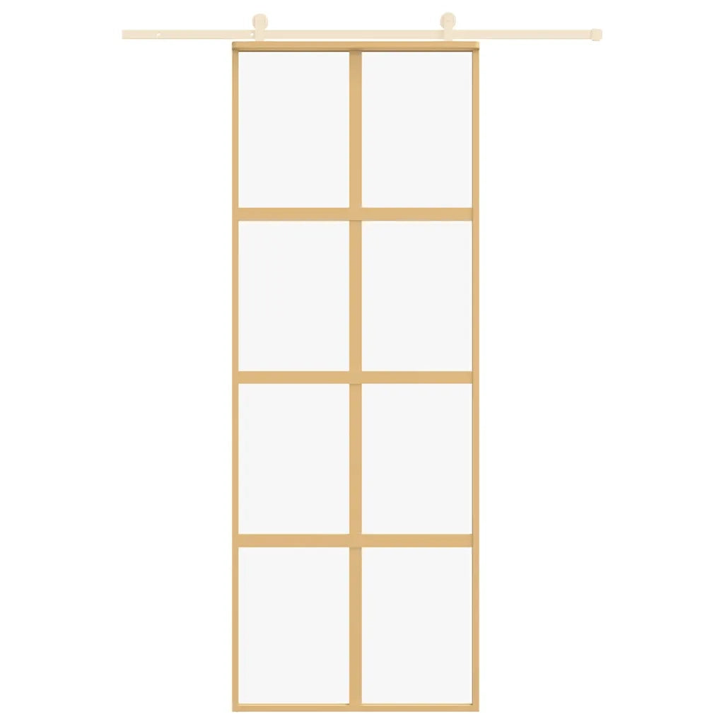 Porta Scorrevole Dorata 76x205 Vetro Trasparente ESG Alluminio