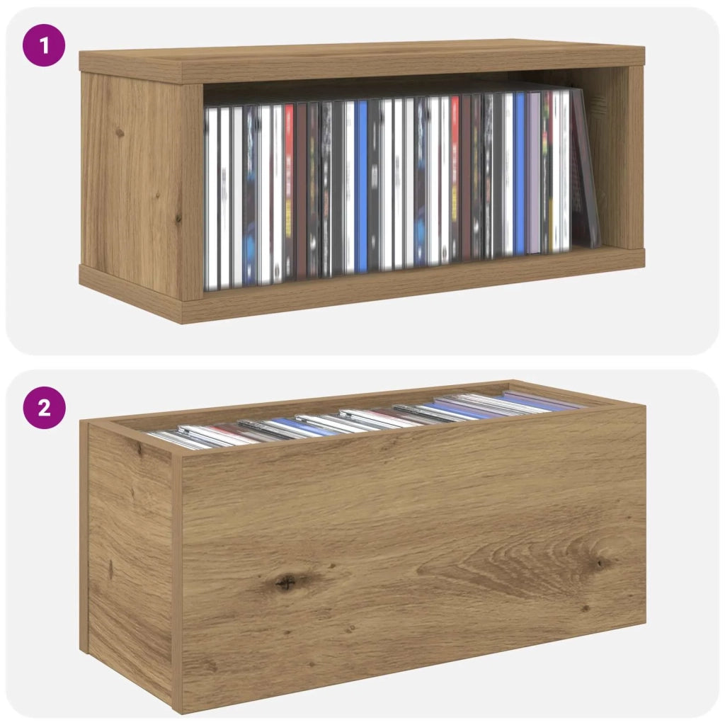 Rack per Stoccaggio CD 4 pz Rovere Artigianale 40 x 17 x 17 cm 8012729