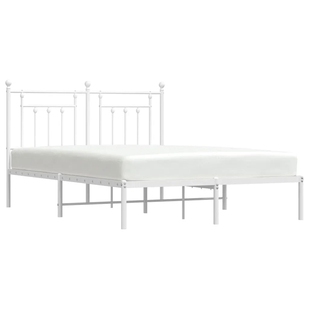 Giroletto con Testiera-Struttura Letto con testiera Metallo Bianco 140x190 cm 536185