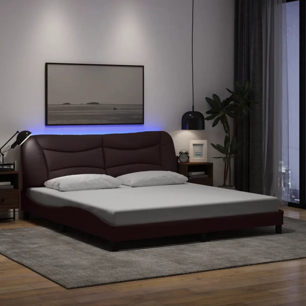 Giroletto con Luci LED Marrone Scuro 180x200 cm in Tessutocod mxl 91337