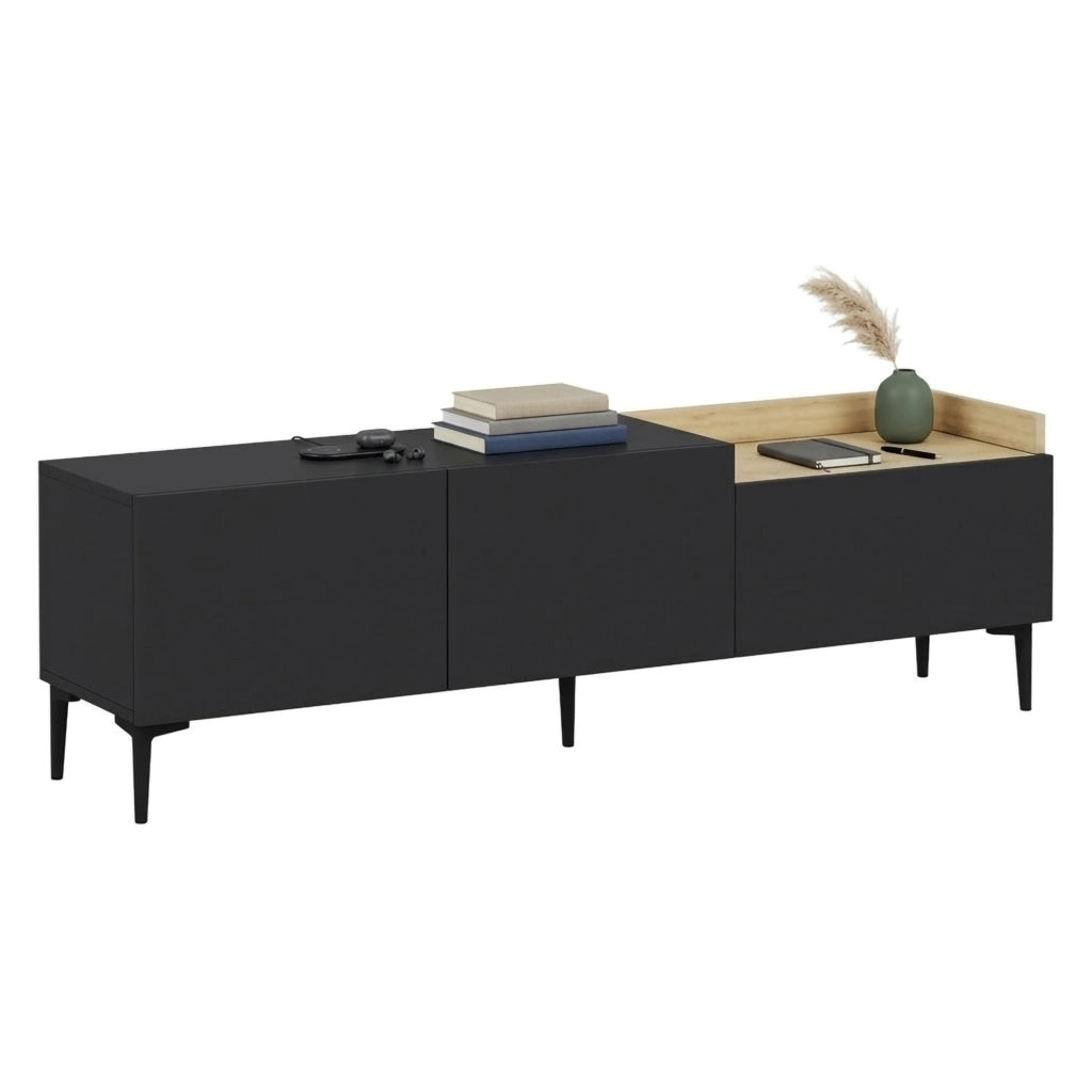Postal, Mobile Porta tv 3 Ante, 160x37x48h cm Nero Antracite