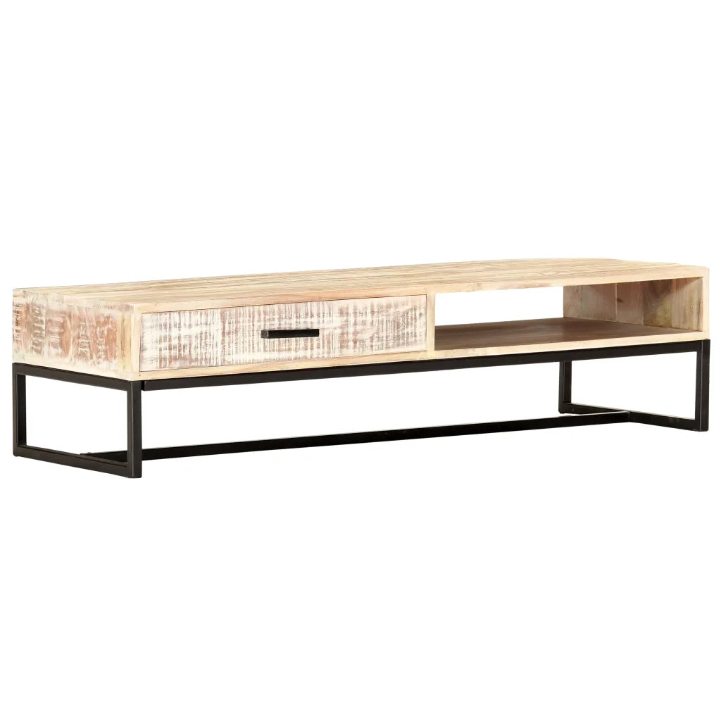 Tavolino da CaffÃ¨ Bianco 117x50x30 cm Legno Massello di Acacia cod mxl 59673