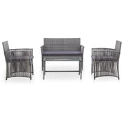 Set Divani da Giardino 4 pz con Cuscini in Polyrattan Antracite 46437