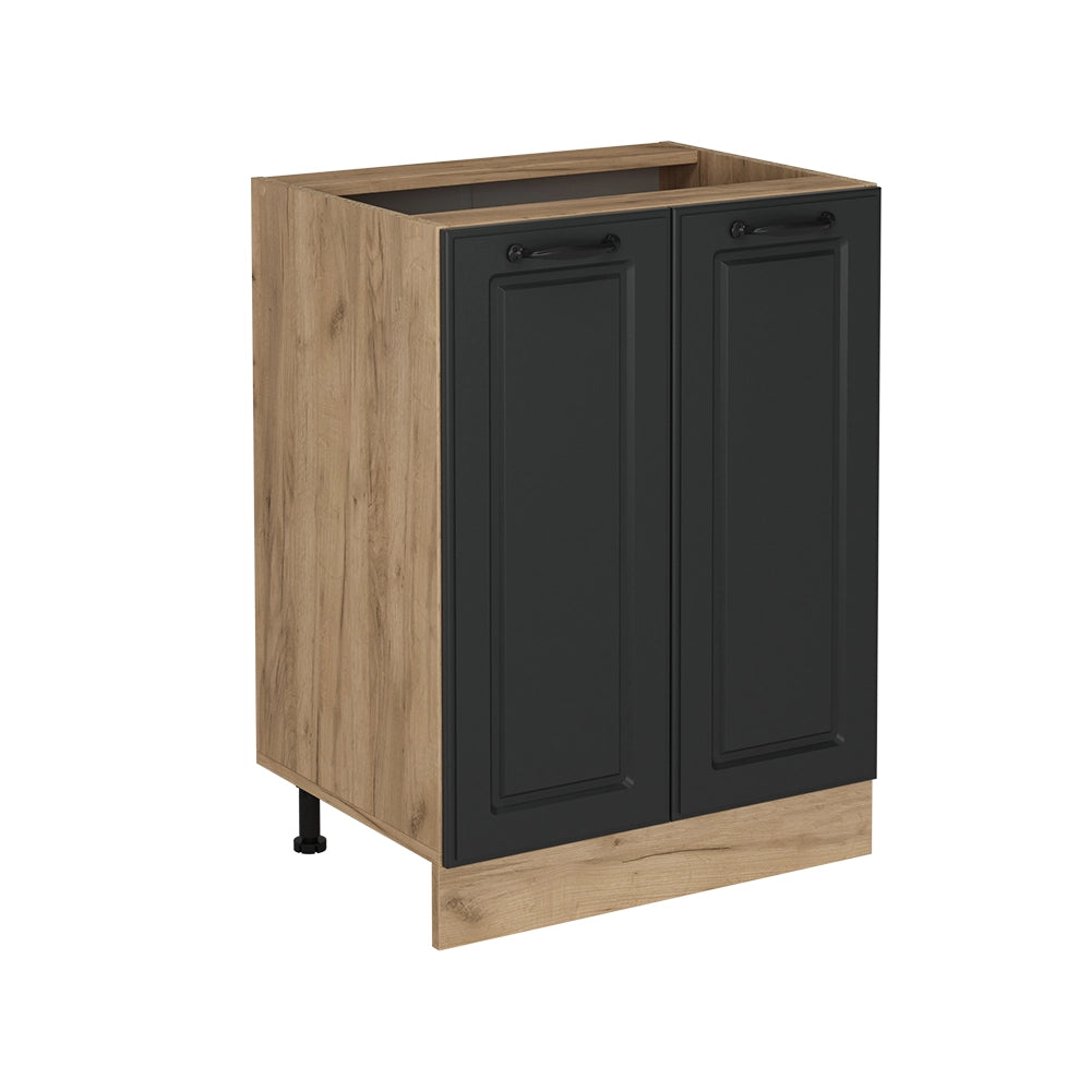 Mobiletto base cucina R-Line Antracite rustico/Rovere dorato 60 cm senza piano di lavoro Vicco
