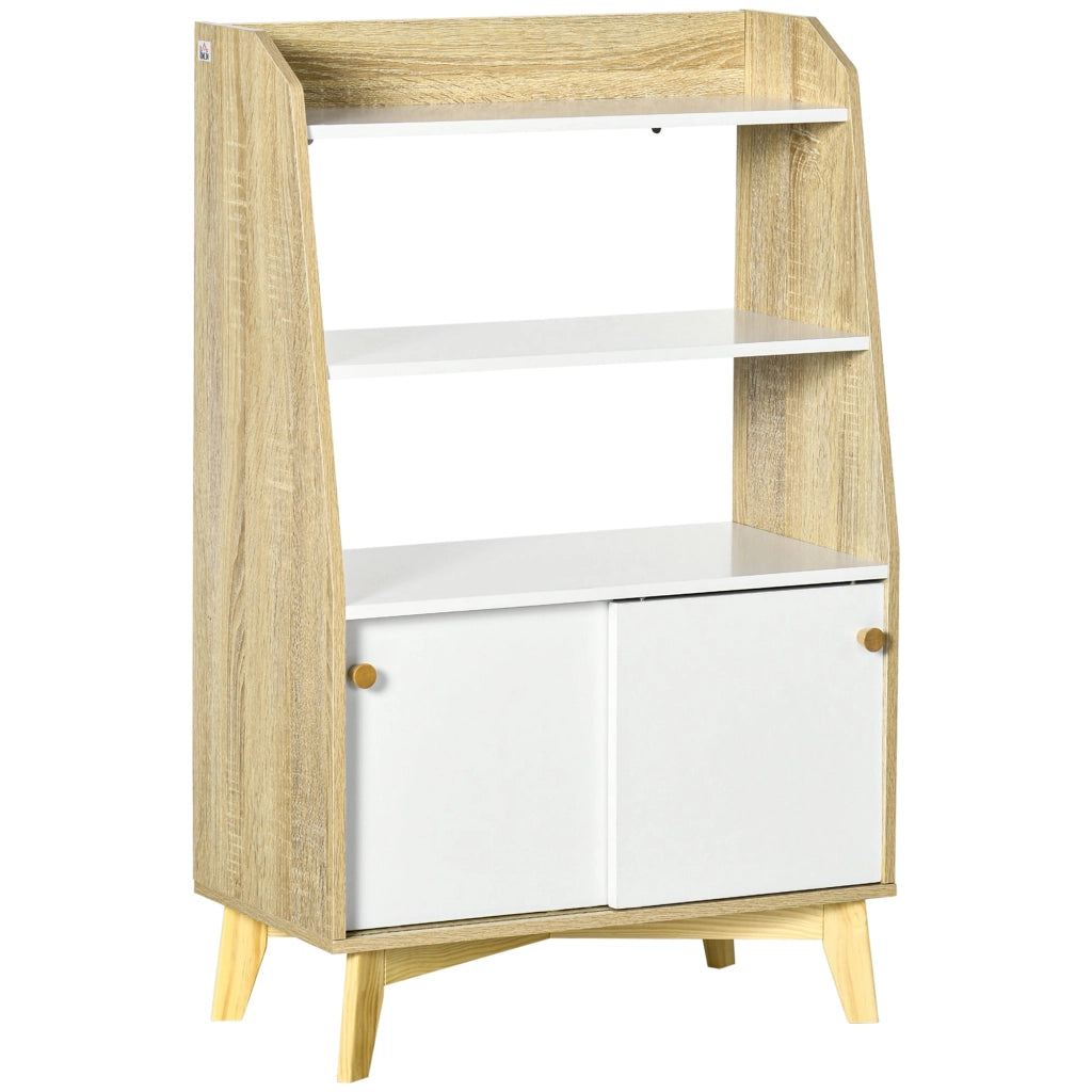 Mobile da Salotto 2 Ripiani e Armadietto a 2 Ante 58x30x93 cm in Truciolato e Legno di Pino