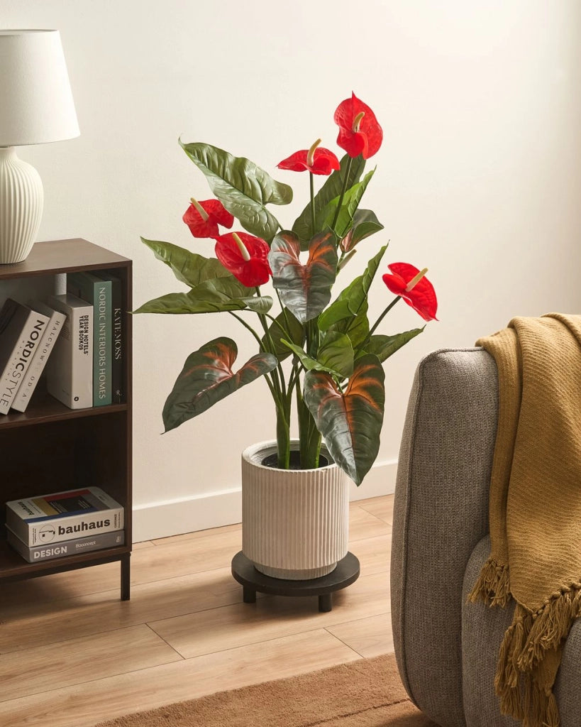 Pianta artificiale in vaso materiale sintetico verde 95 cm  Anthurium accessorio decorativo da interno