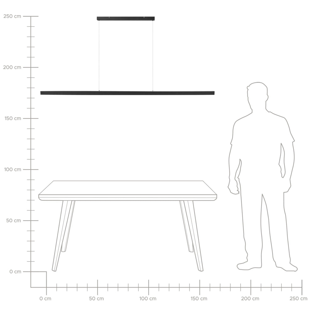 Lampada a sospensione lineare a LED in metallo nero 180 cm stile industriale forma minimalista