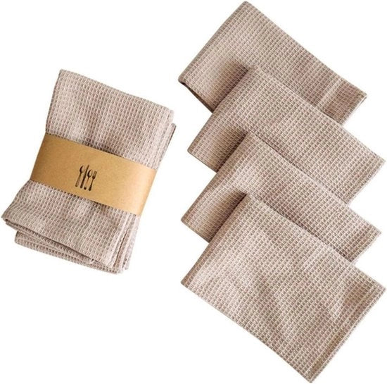 Set di 4 tovaglioli in cotone 100% - Tovaglioli in lino ruvido - 35 x 35 cm tovaglioli - Tovaglioli morbidi e assorbenti - Riciclabili - Lavabili in lavatrice - marrone - 35*35cm