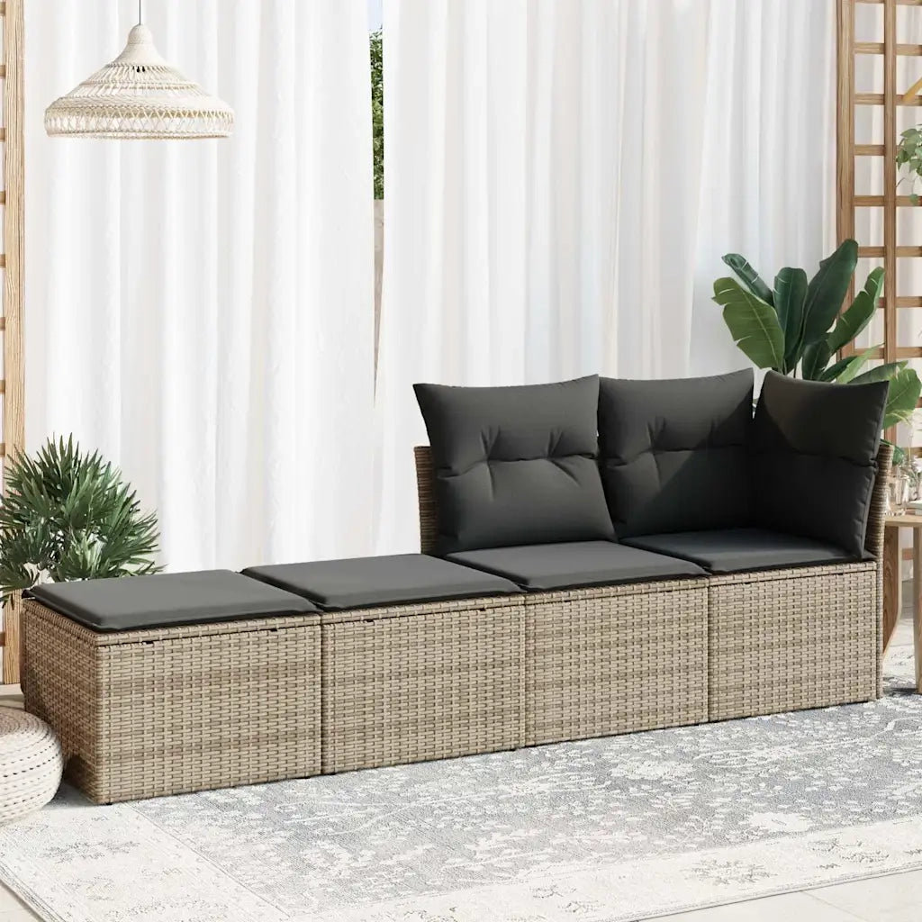 Set Divano Giardino 2 pz | Set Salotto da Giardino con Cuscini Grigio Polyrattan Acacia