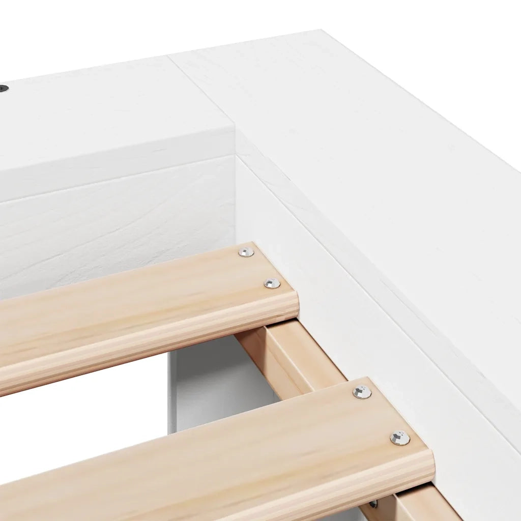 Giroletto senza Materasso Bianco 90x200 cm Legno Massello Pino