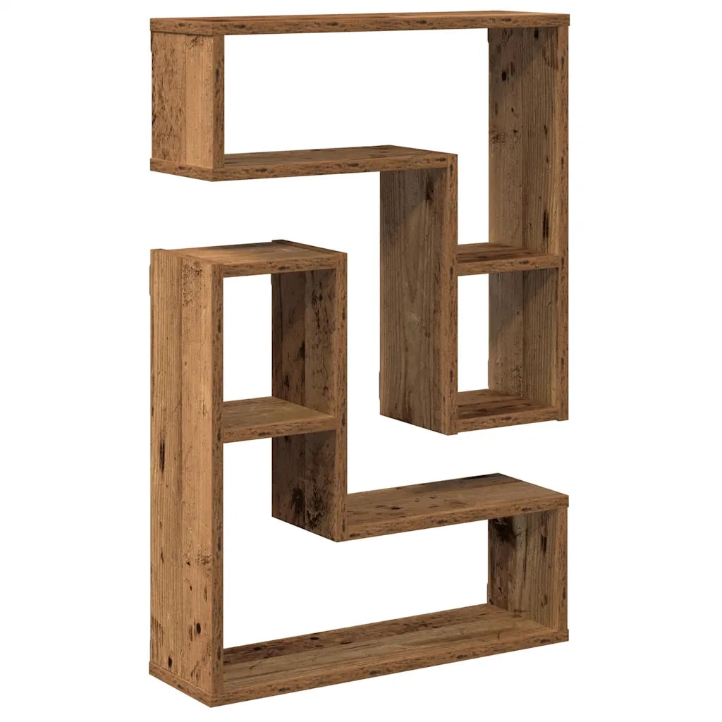 Mensole a Cubo Muro 2 pz Legno Antico 50x15x50 cm in Truciolato 856604