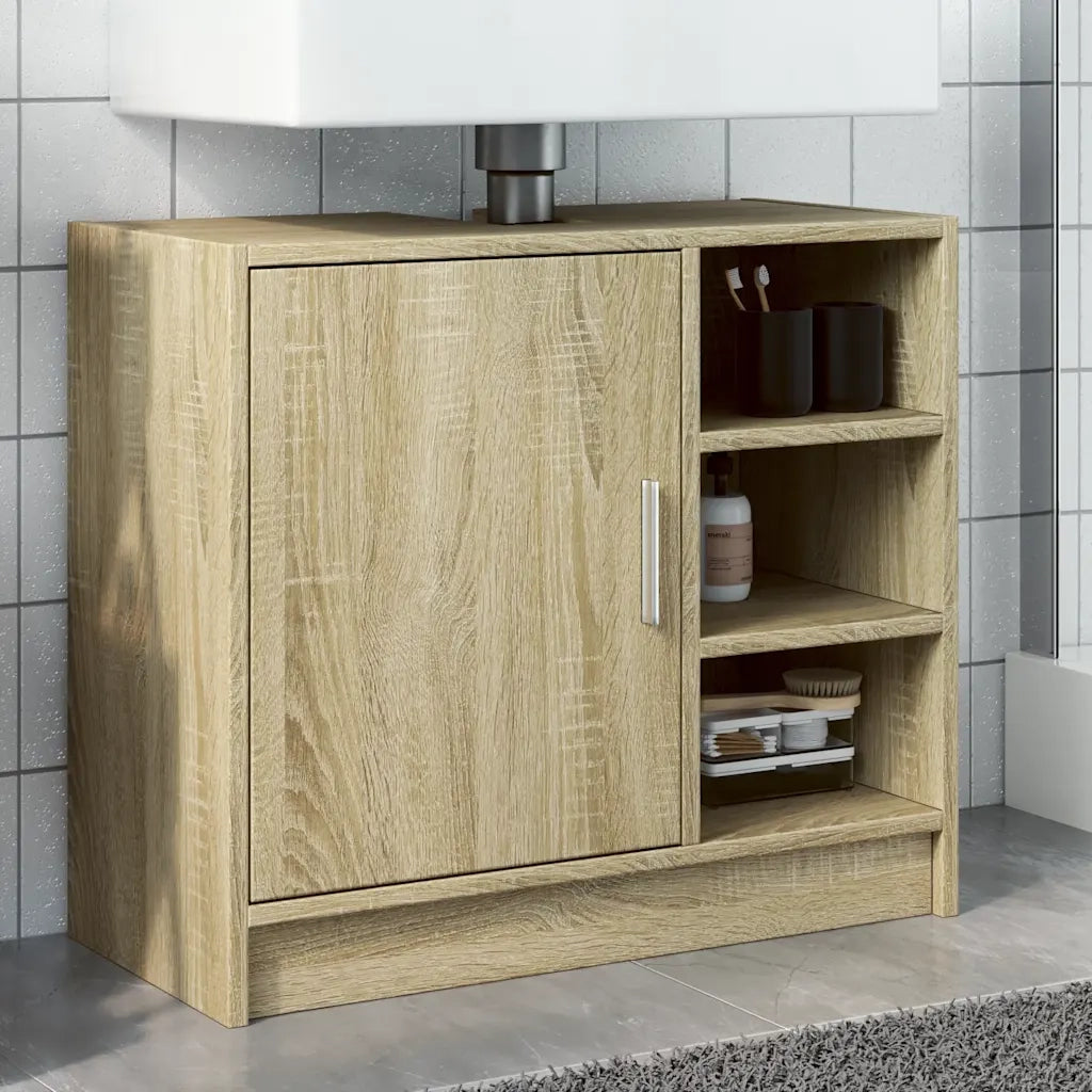 Mobile Lavabo-Armadietto da bagno Rovere Sonoma 63x29x55 cm Legno Multistrato 850277