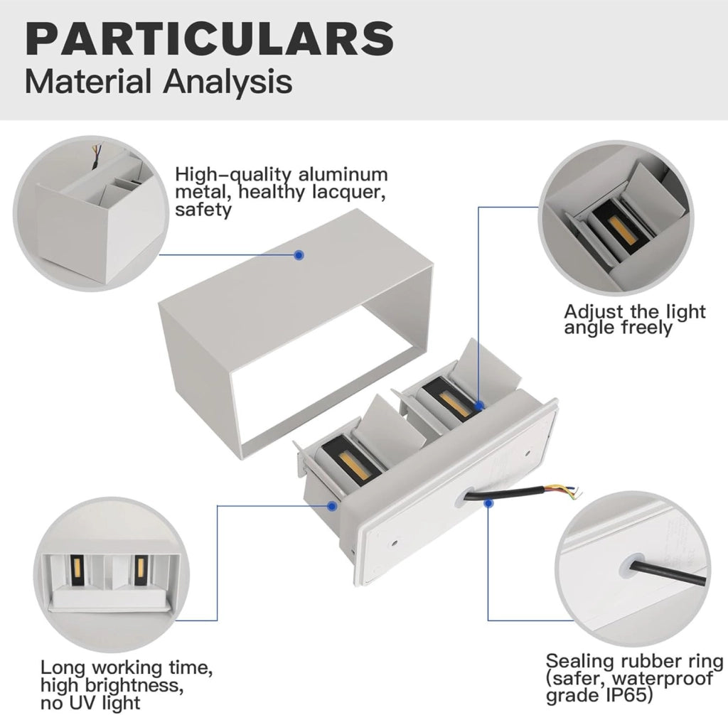 Applique LED da Esterno 24W doppio Fascio Luminoso up down Regolabile IP65 luce calda 3000K