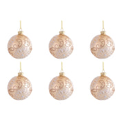 Palline di Natale in Vetro con Ricami Oro e Bianco Formato: 80 mm