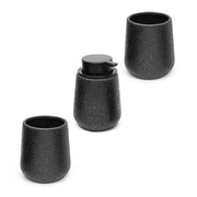 Set accessori bagno in ceramica nera glitter con dispenser sapone e due portaspazzolini