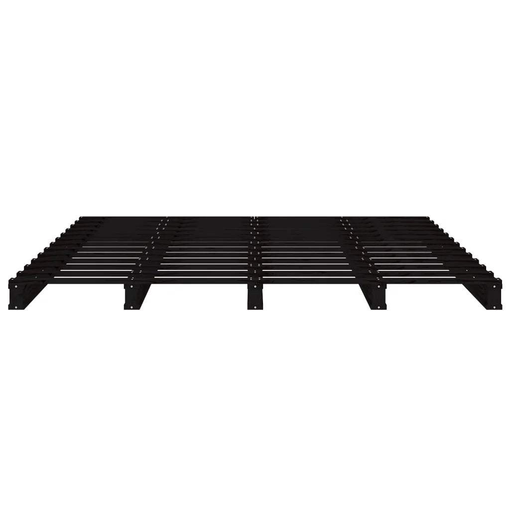 Letto a Pallet Nero 135x190 cm Double Legno Massello di Pino 821436